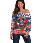 Roosters Xmas Glory Personalised Off Shoulder Sweater Christmas Rugby League Spirit - Aussie Hoodie