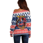 Roosters Xmas Glory Personalised Off Shoulder Sweater Christmas Rugby League Spirit - Aussie Hoodie