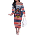 Roosters Xmas Glory Personalised Off The Shoulder Long Sleeve Dress Christmas Rugby League Spirit - Aussie Hoodie