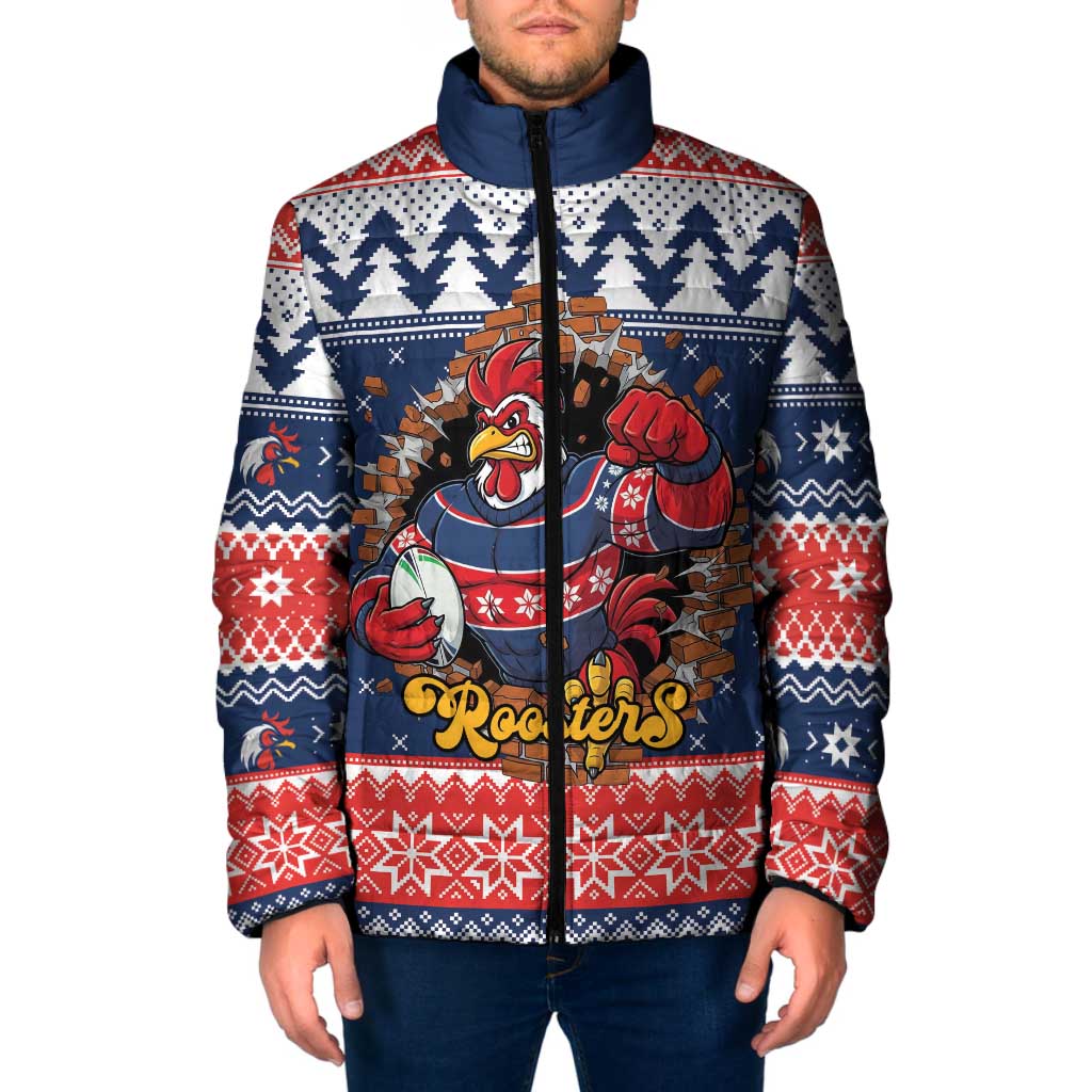 Roosters Xmas Glory Personalised Padded Jacket Christmas Rugby League Spirit - Aussie Hoodie