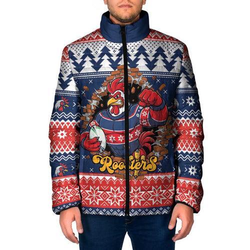 Roosters Xmas Glory Personalised Padded Jacket Christmas Rugby League Spirit - Aussie Hoodie