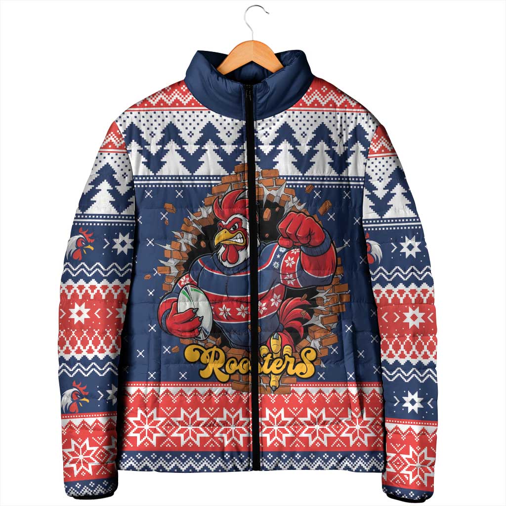 Roosters Xmas Glory Personalised Padded Jacket Christmas Rugby League Spirit - Aussie Hoodie