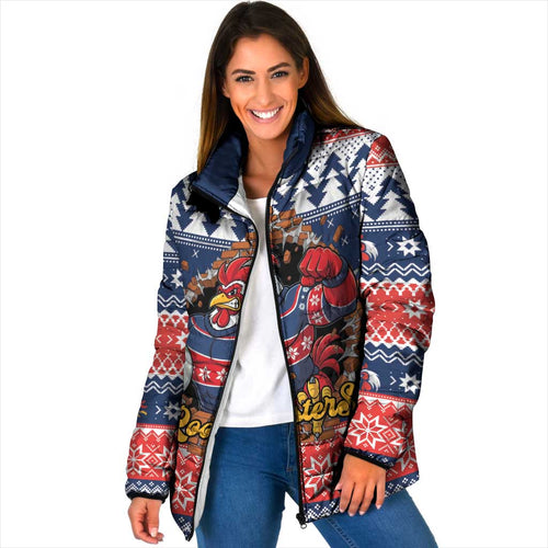 Roosters Xmas Glory Personalised Padded Jacket Christmas Rugby League Spirit - Aussie Hoodie