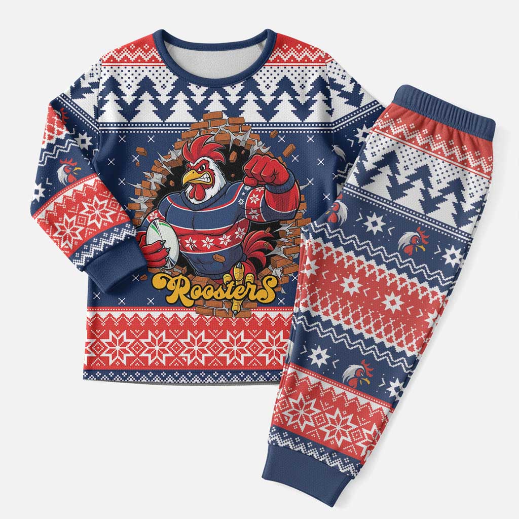 Roosters Xmas Glory Personalised Christmas Pajama Set Christmas Rugby League Spirit - Aussie Hoodie