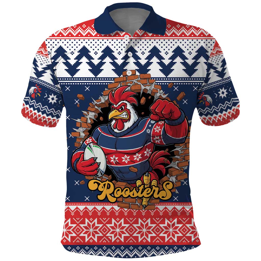 Roosters Xmas Glory Personalised Polo Shirt Christmas Rugby League Spirit - Aussie Hoodie