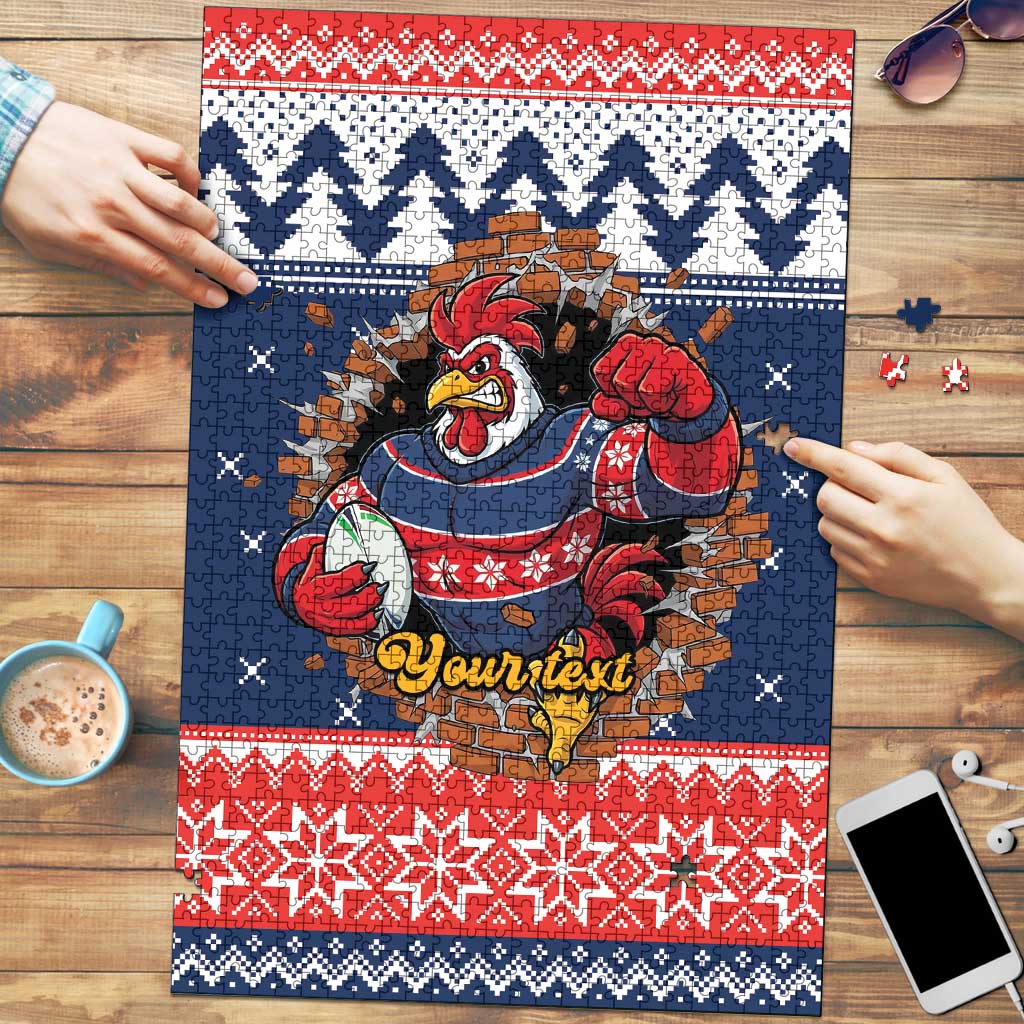 Roosters Xmas Glory Personalised Puzzle Christmas Rugby League Spirit - Aussie Hoodie