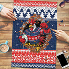 Roosters Xmas Glory Personalised Puzzle Christmas Rugby League Spirit - Aussie Hoodie
