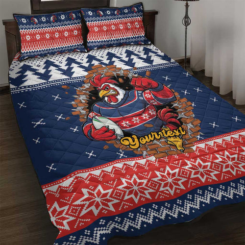 Roosters Xmas Glory Personalised Quilt Bed Set Christmas Rugby League Spirit - Aussie Hoodie