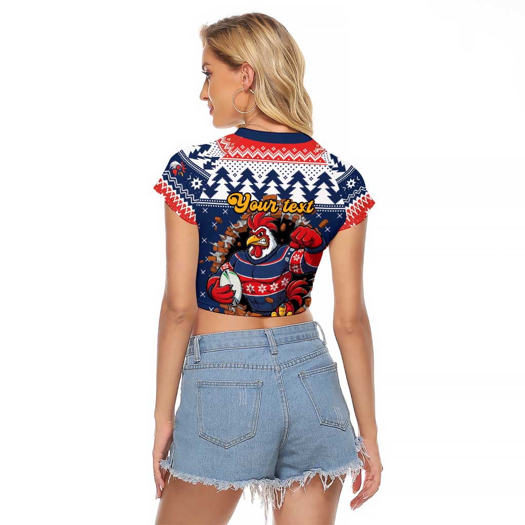 Roosters Xmas Glory Personalised Raglan Cropped T Shirt Christmas Rugby League Spirit - Aussie Hoodie