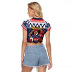 Roosters Xmas Glory Personalised Raglan Cropped T Shirt Christmas Rugby League Spirit - Aussie Hoodie