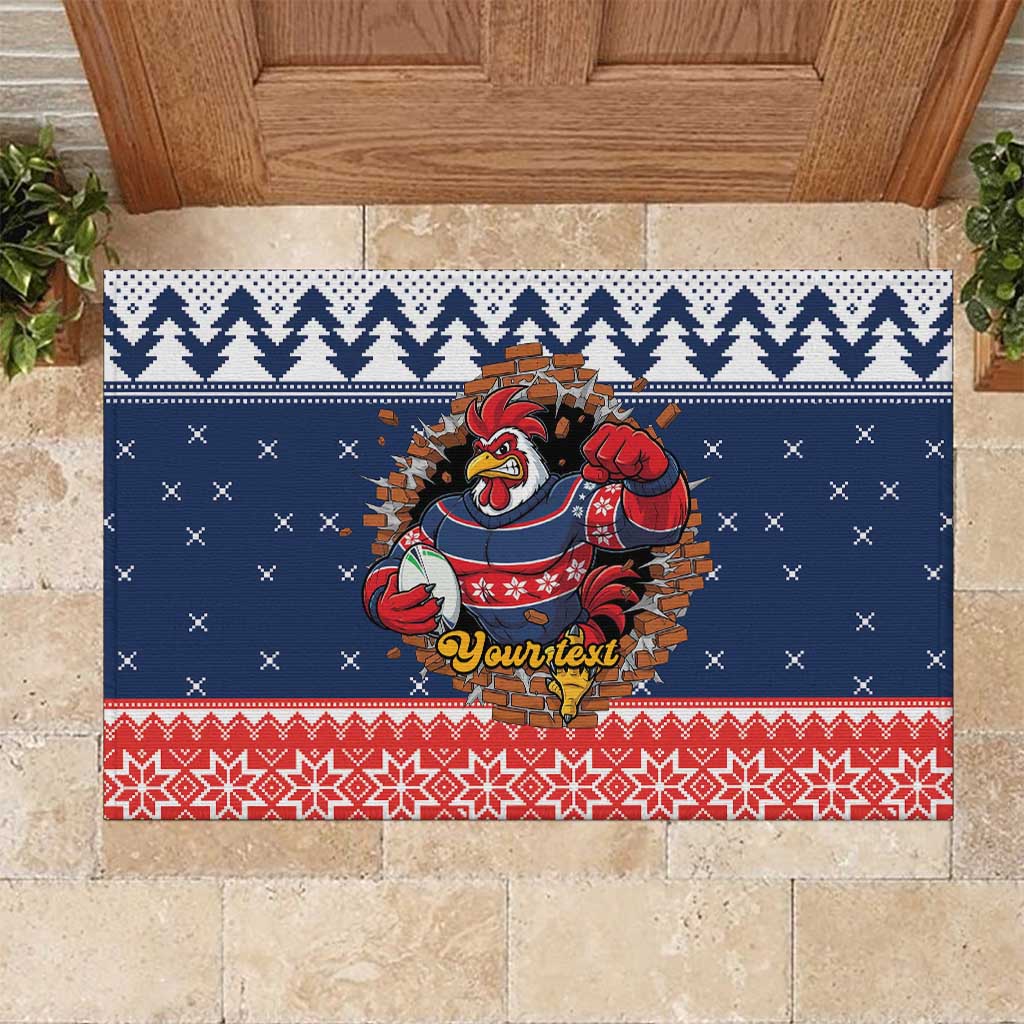 Roosters Xmas Glory Personalised Rubber Doormat Christmas Rugby League Spirit - Aussie Hoodie
