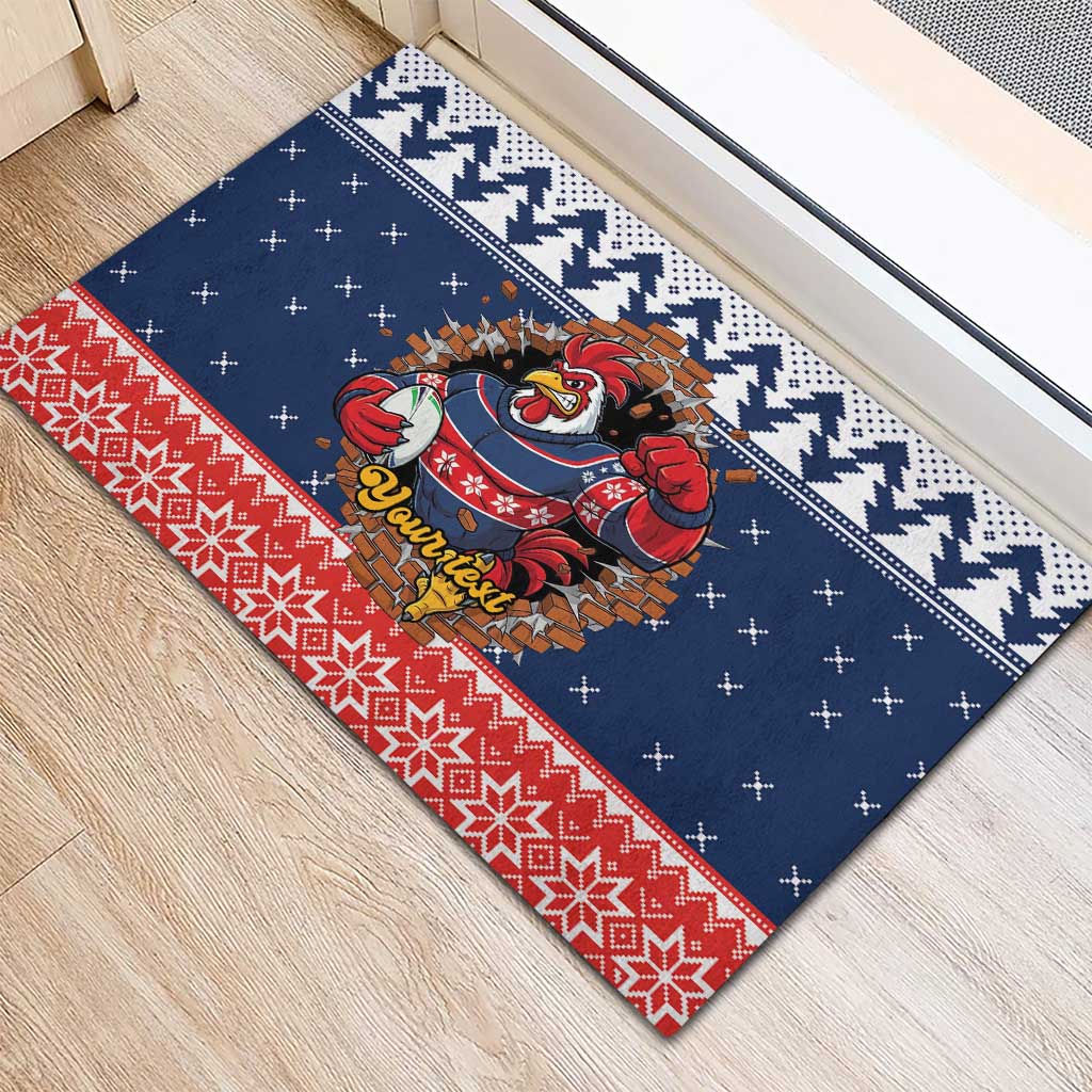 Roosters Xmas Glory Personalised Rubber Doormat Christmas Rugby League Spirit - Aussie Hoodie