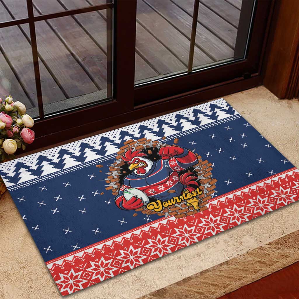 Roosters Xmas Glory Personalised Rubber Doormat Christmas Rugby League Spirit - Aussie Hoodie