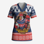 Roosters Xmas Glory Personalised Scrub Top Christmas Rugby League Spirit - Aussie Hoodie