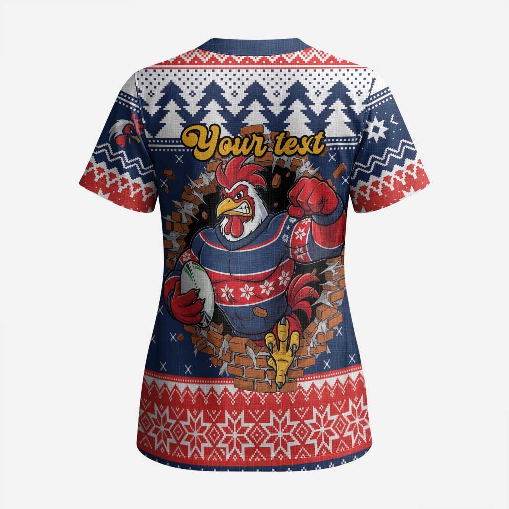 Roosters Xmas Glory Personalised Scrub Top Christmas Rugby League Spirit - Aussie Hoodie