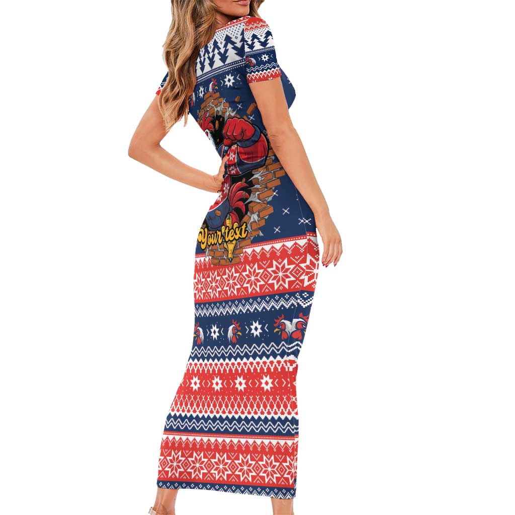 Roosters Xmas Glory Personalised Short Sleeve Bodycon Dress Christmas Rugby League Spirit - Aussie Hoodie