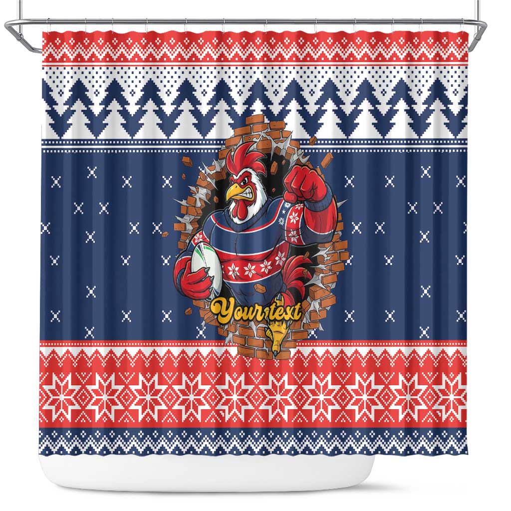 Roosters Xmas Glory Personalised Shower Curtain Christmas Rugby League Spirit - Aussie Hoodie