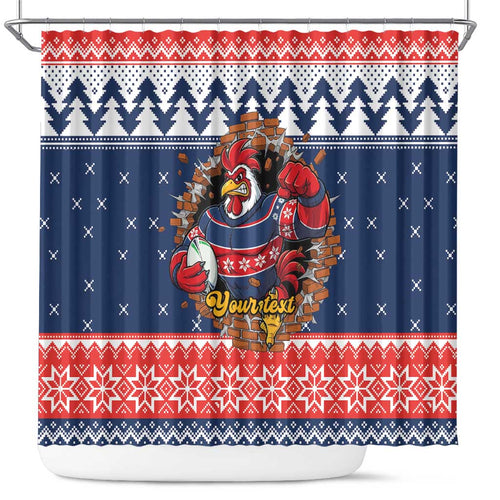 Roosters Xmas Glory Personalised Shower Curtain Christmas Rugby League Spirit - Aussie Hoodie