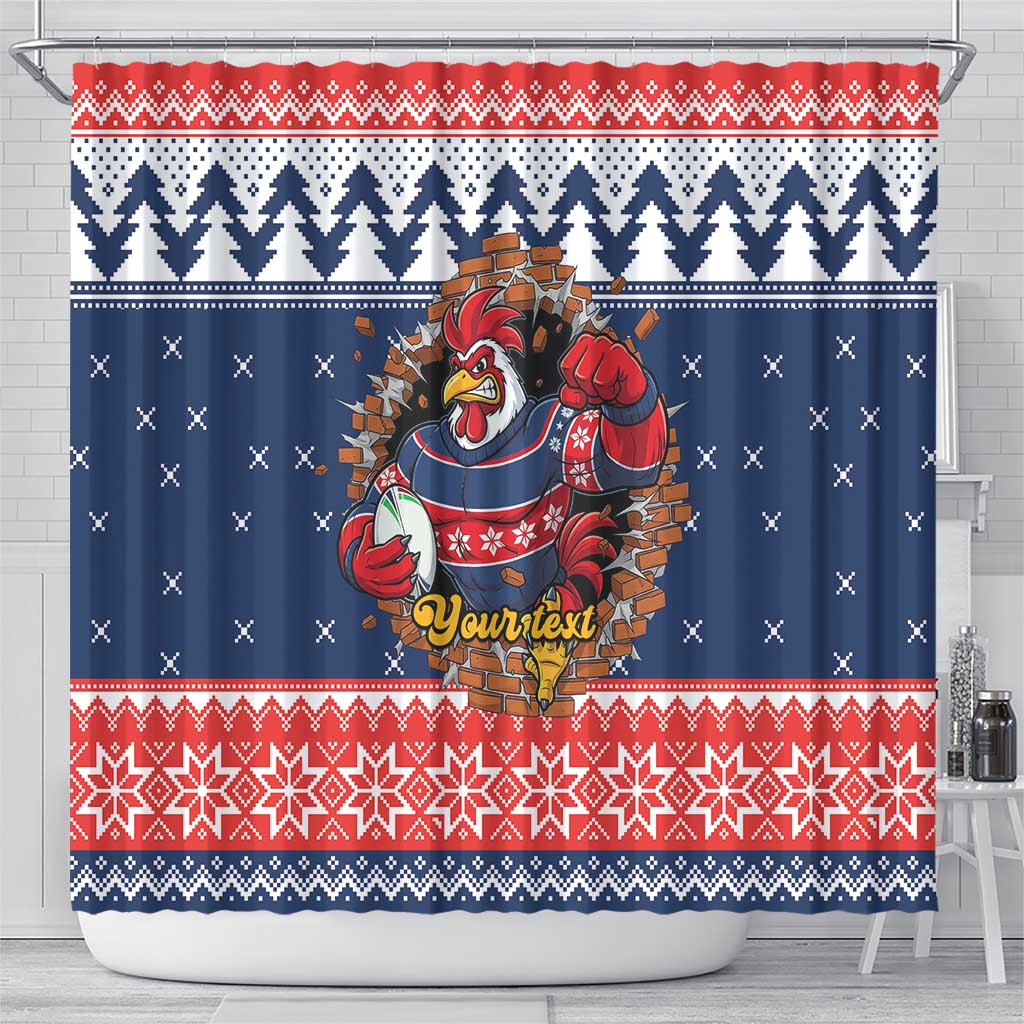 Roosters Xmas Glory Personalised Shower Curtain Christmas Rugby League Spirit - Aussie Hoodie
