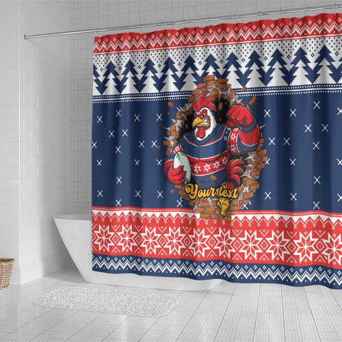 Roosters Xmas Glory Personalised Shower Curtain Christmas Rugby League Spirit - Aussie Hoodie