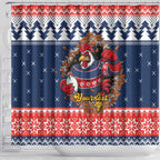 Roosters Xmas Glory Personalised Shower Curtain Christmas Rugby League Spirit - Aussie Hoodie