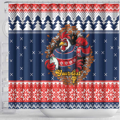 Roosters Xmas Glory Personalised Shower Curtain Christmas Rugby League Spirit - Aussie Hoodie