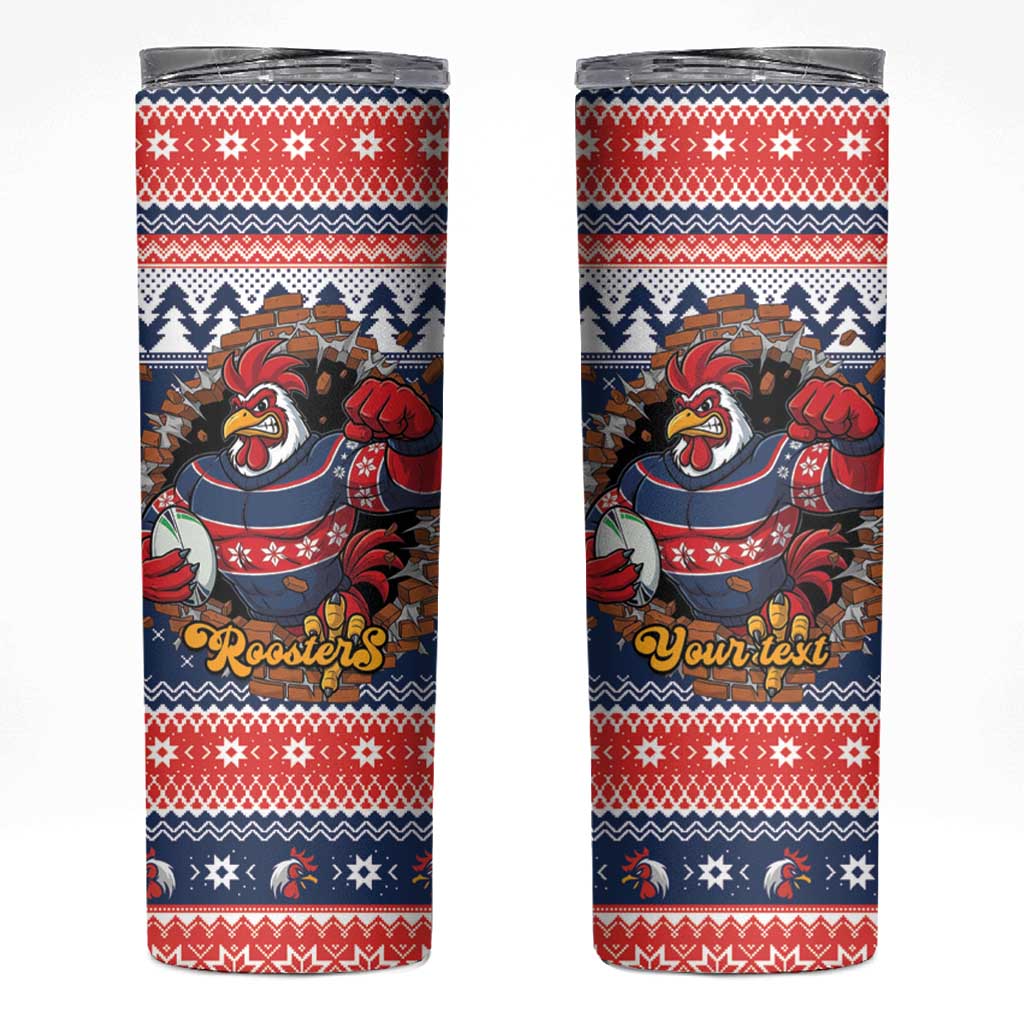 Roosters Xmas Glory Personalised Skinny Tumbler Christmas Rugby League Spirit - Aussie Hoodie