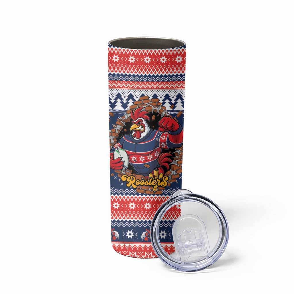 Roosters Xmas Glory Personalised Skinny Tumbler Christmas Rugby League Spirit - Aussie Hoodie