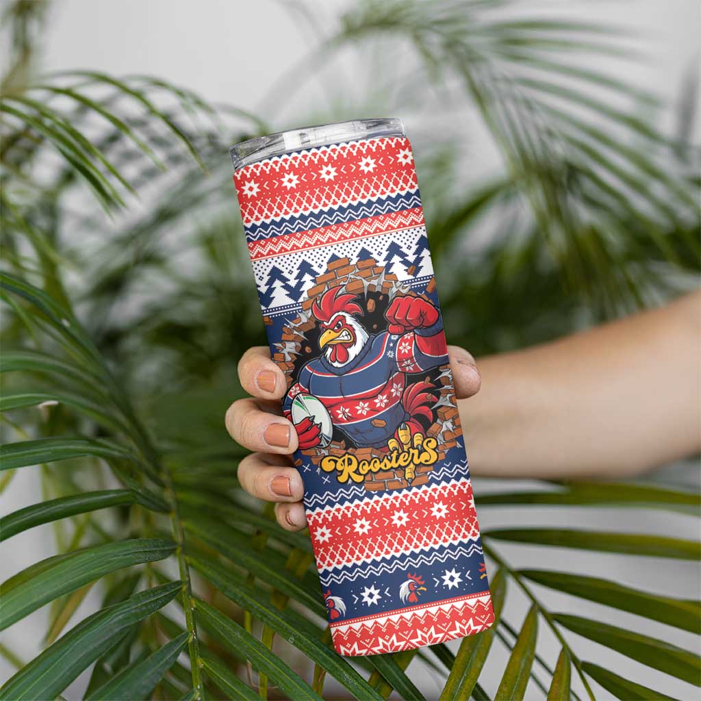 Roosters Xmas Glory Personalised Skinny Tumbler Christmas Rugby League Spirit - Aussie Hoodie