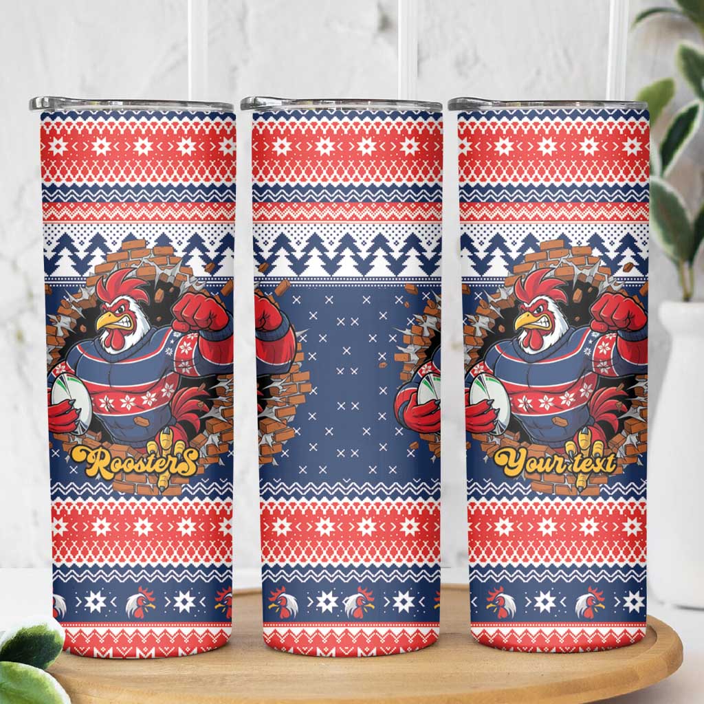 Roosters Xmas Glory Personalised Skinny Tumbler Christmas Rugby League Spirit - Aussie Hoodie