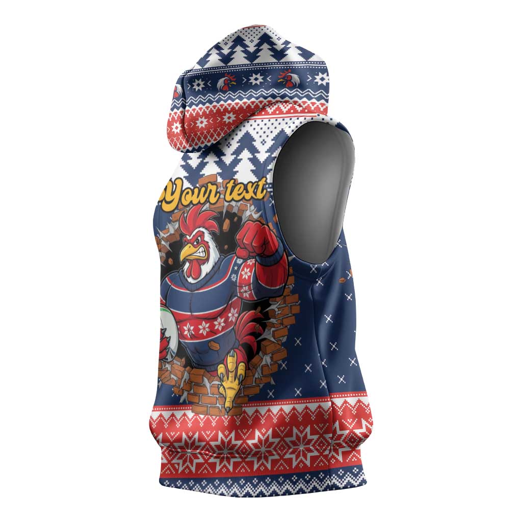 Roosters Xmas Glory Personalised Sleeveless Hoodie Christmas Rugby League Spirit - Aussie Hoodie