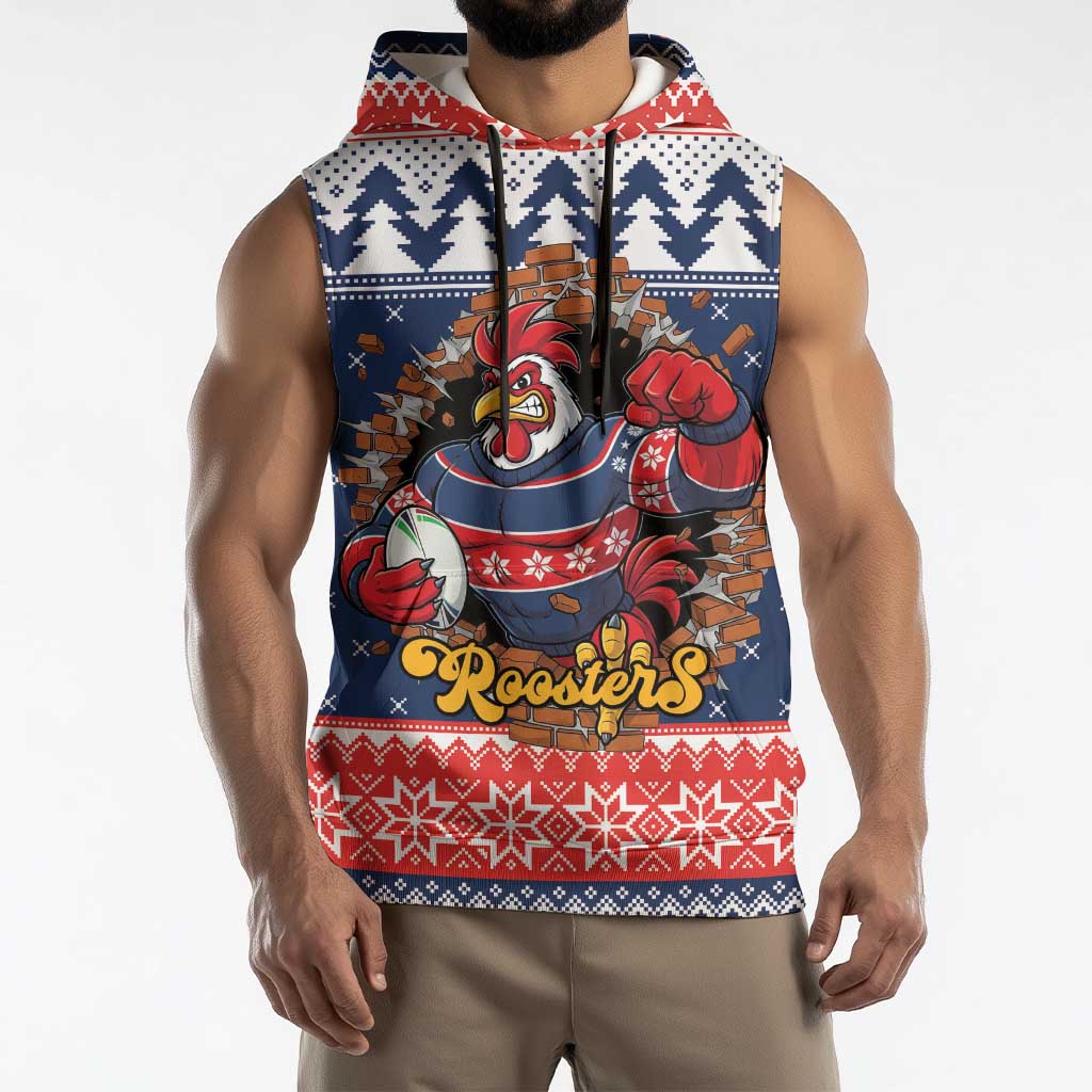 Roosters Xmas Glory Personalised Sleeveless Hoodie Christmas Rugby League Spirit - Aussie Hoodie