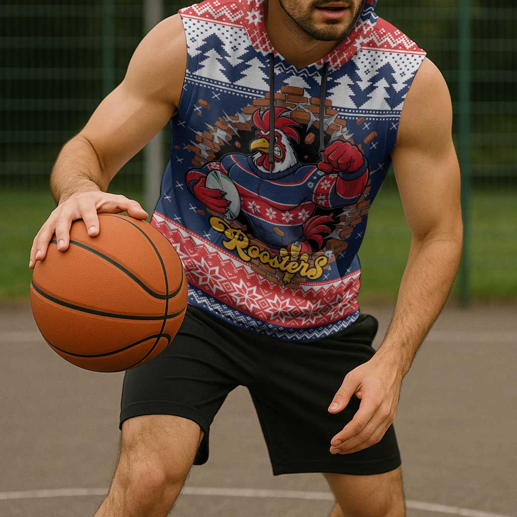 Roosters Xmas Glory Personalised Sleeveless Hoodie Christmas Rugby League Spirit - Aussie Hoodie