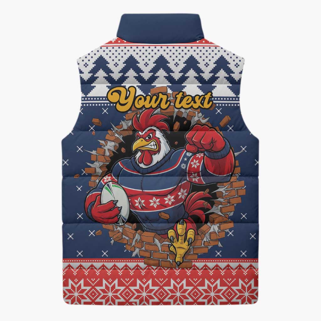 Roosters Xmas Glory Personalised Sleeveless Puffer Jacket Christmas Rugby League Spirit - Aussie Hoodie