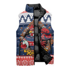 Roosters Xmas Glory Personalised Sleeveless Puffer Jacket Christmas Rugby League Spirit - Aussie Hoodie