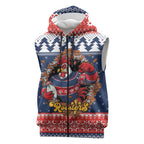 Roosters Xmas Glory Personalised Sleeveless Zip Hoodie Christmas Rugby League Spirit LT9