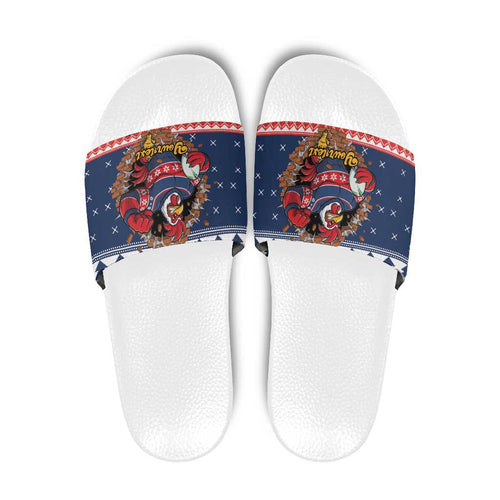 Roosters Xmas Glory Personalised Slide Sandals Christmas Rugby League Spirit - Aussie Hoodie