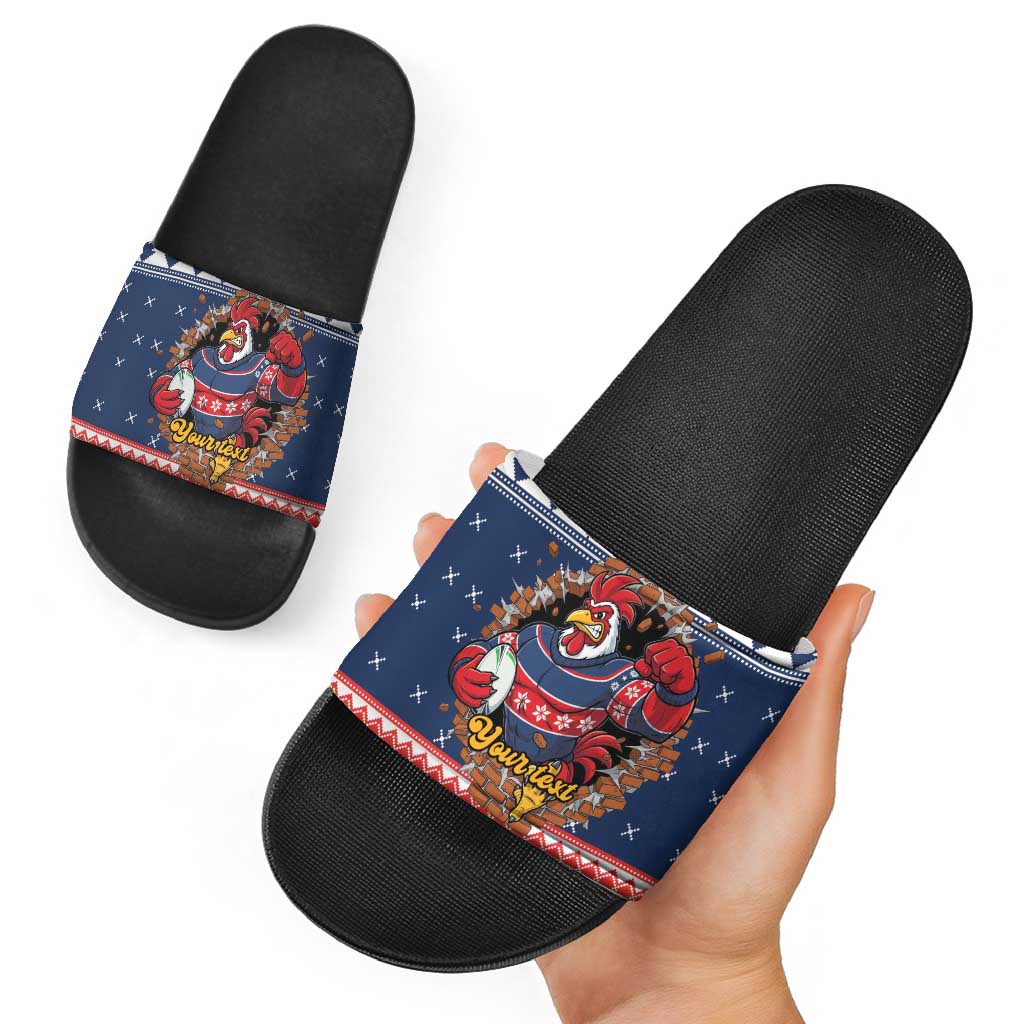 Roosters Xmas Glory Personalised Slide Sandals Christmas Rugby League Spirit - Aussie Hoodie