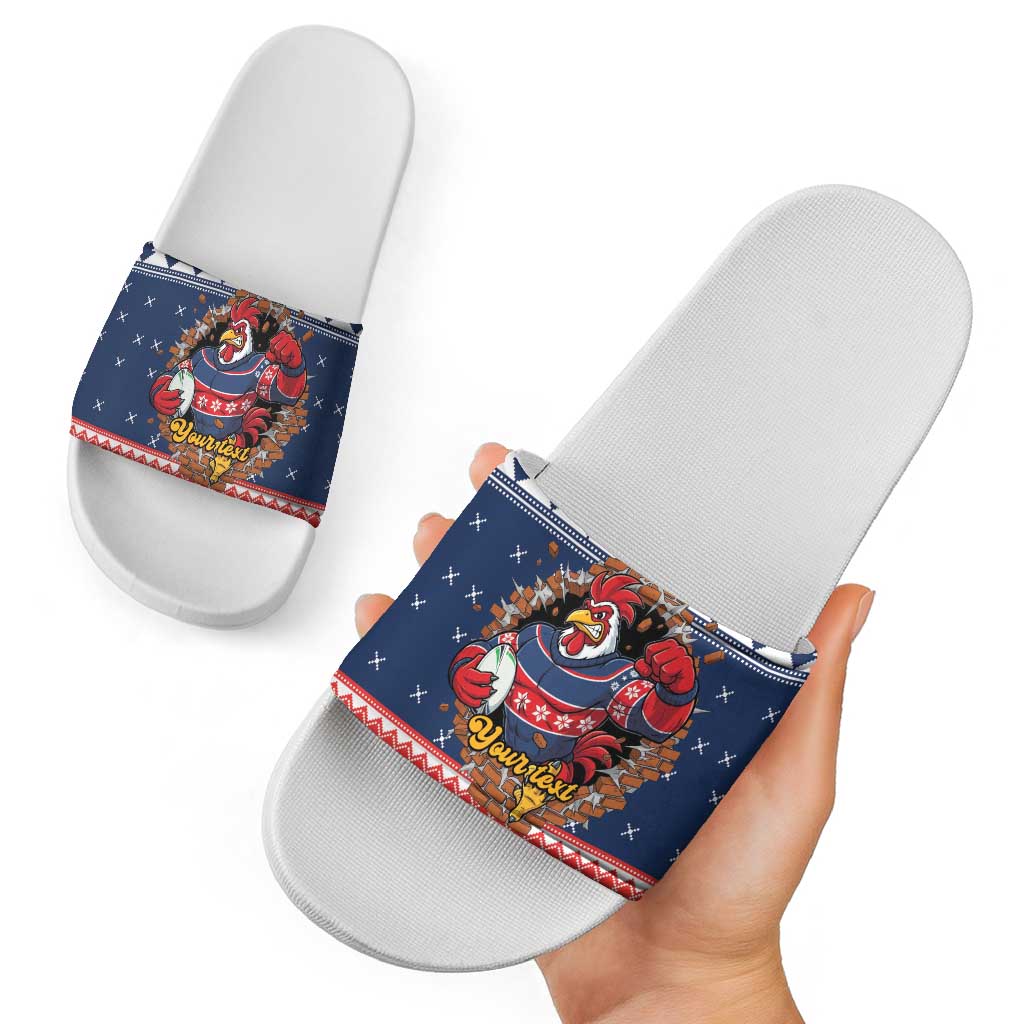 Roosters Xmas Glory Personalised Slide Sandals Christmas Rugby League Spirit - Aussie Hoodie