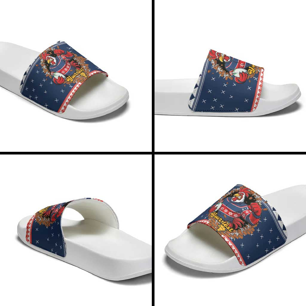 Roosters Xmas Glory Personalised Slide Sandals Christmas Rugby League Spirit - Aussie Hoodie