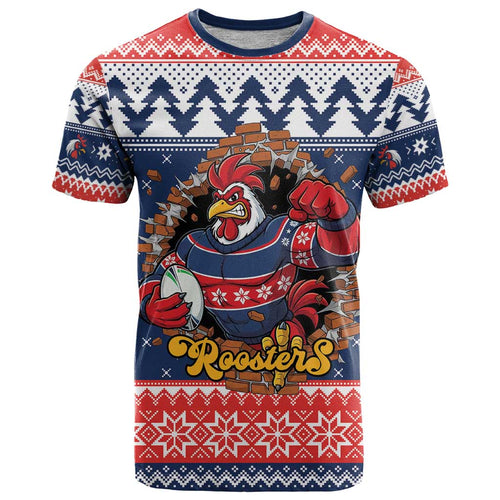 Roosters Xmas Glory Personalised T Shirt Christmas Rugby League Spirit - Aussie Hoodie