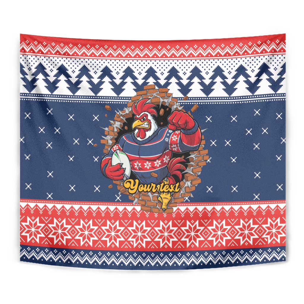 Roosters Xmas Glory Personalised Tapestry Christmas Rugby League Spirit - Aussie Hoodie