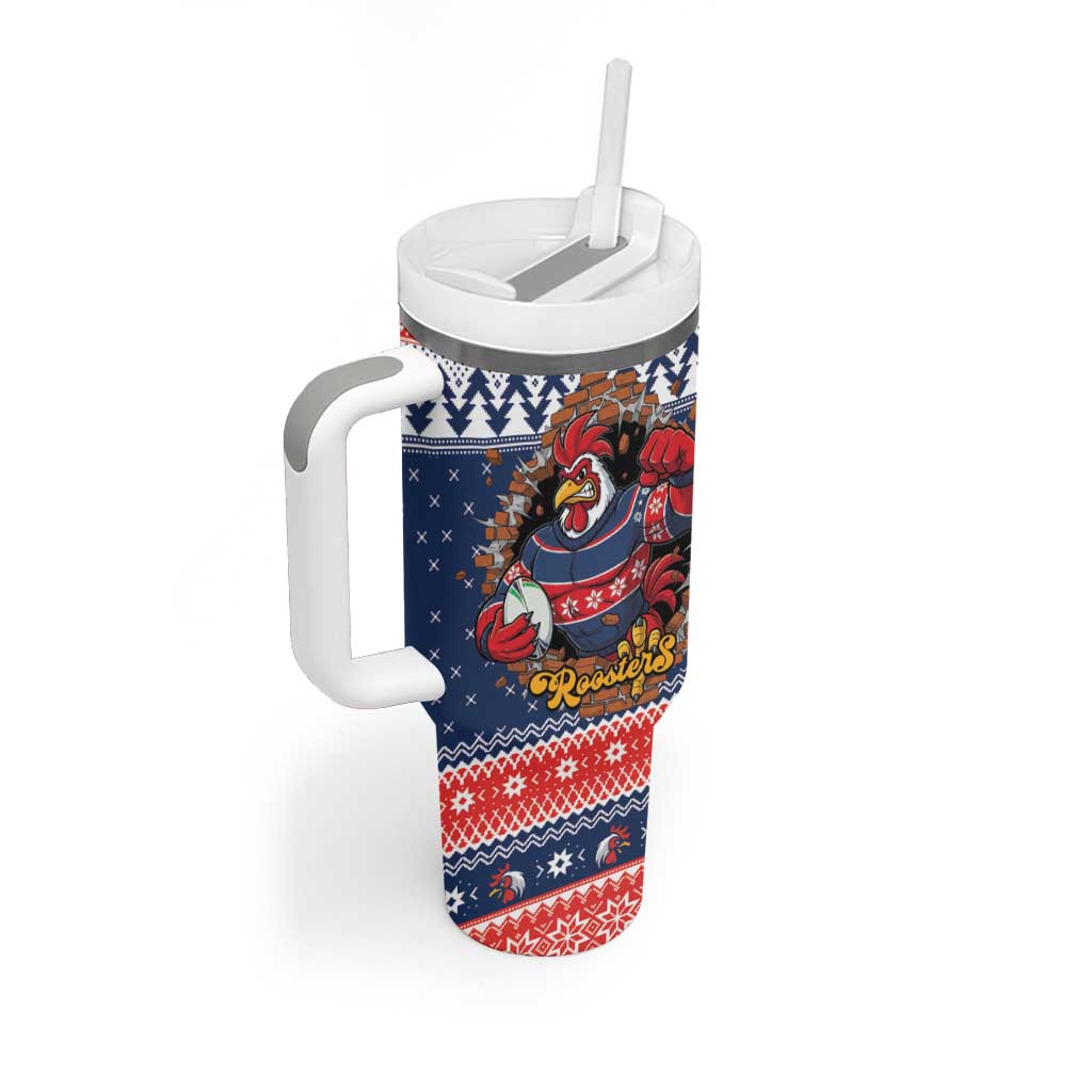 Roosters Xmas Glory Personalised Tumbler With Handle Christmas Rugby League Spirit - Aussie Hoodie