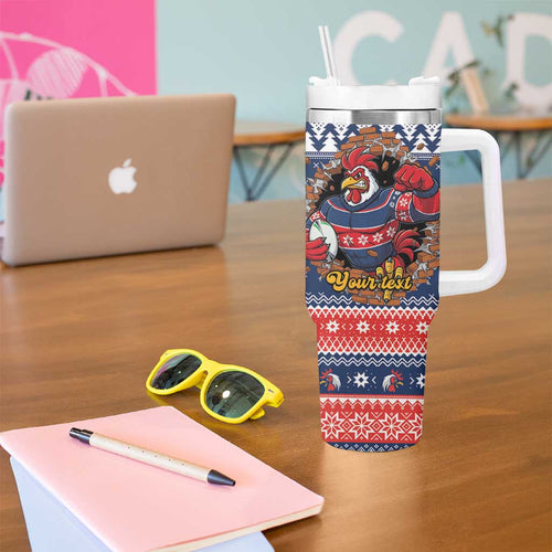 Roosters Xmas Glory Personalised Tumbler With Handle Christmas Rugby League Spirit - Aussie Hoodie