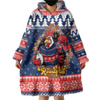 Roosters Xmas Glory Personalised Wearable Blanket Hoodie Christmas Rugby League Spirit - Aussie Hoodie