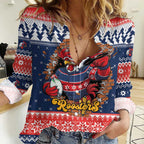 Roosters Xmas Glory Personalised Women Casual Shirt Christmas Rugby League Spirit - Aussie Hoodie