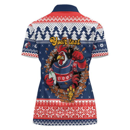 Roosters Xmas Glory Personalised Women Polo Shirt Christmas Rugby League Spirit - Aussie Hoodie
