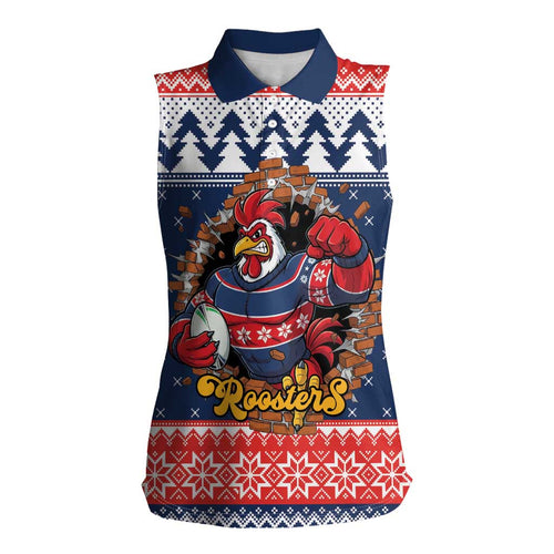 Roosters Xmas Glory Personalised Women Sleeveless Polo Shirt Christmas Rugby League Spirit - Aussie Hoodie