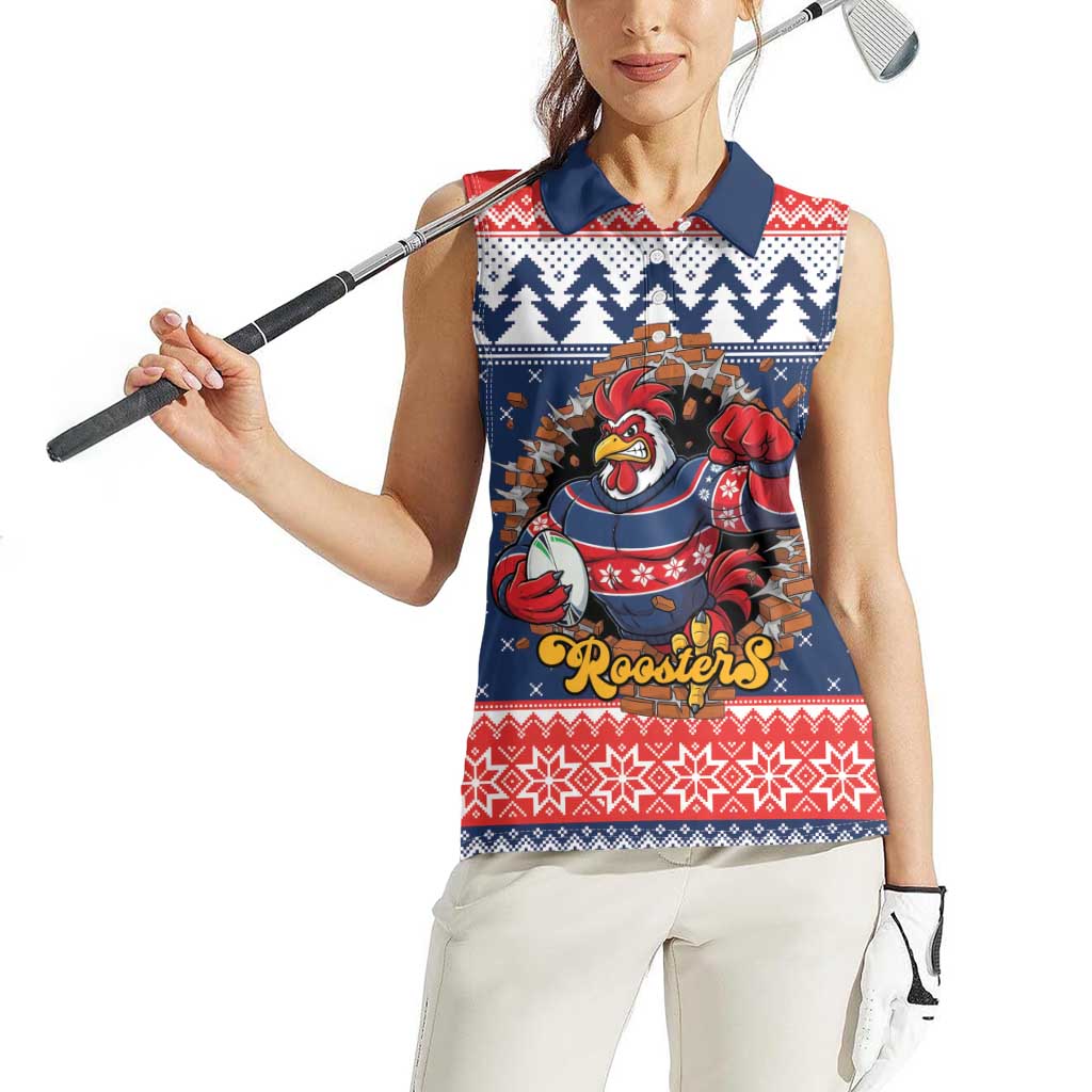 Roosters Xmas Glory Personalised Women Sleeveless Polo Shirt Christmas Rugby League Spirit - Aussie Hoodie