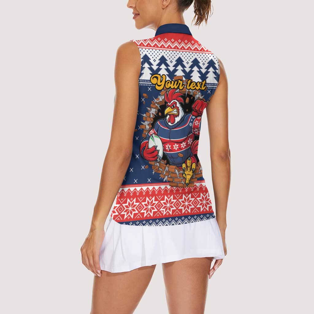 Roosters Xmas Glory Personalised Women Sleeveless Polo Shirt Christmas Rugby League Spirit - Aussie Hoodie